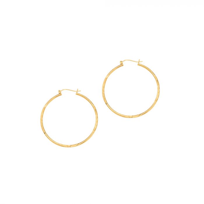 14 Karat Yellow Gold Medium Hoop Earrings