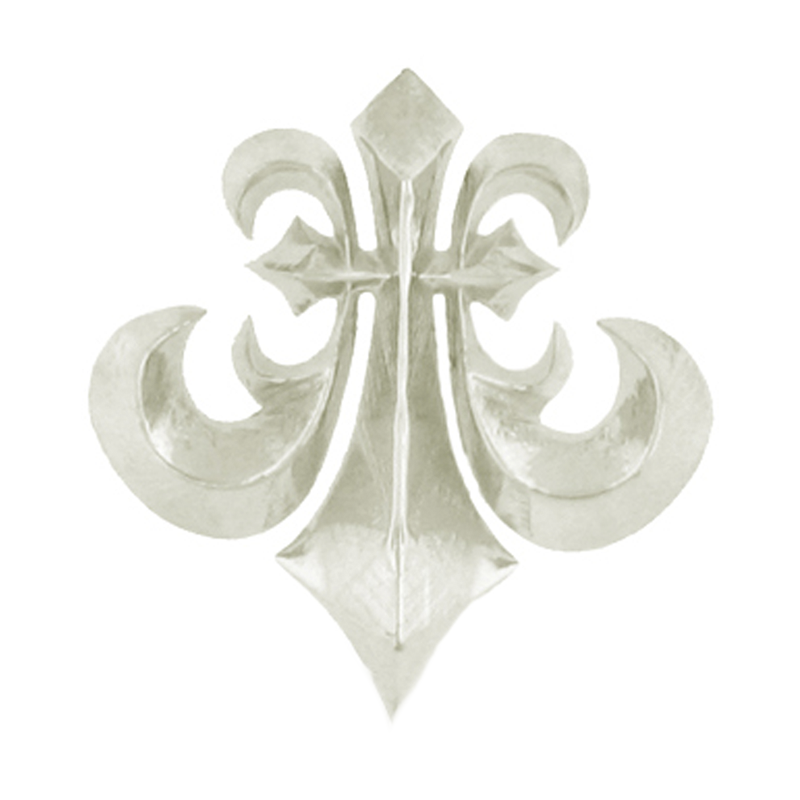 Silver fleur de lis pendant on a white background