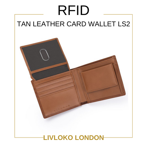 RFID Tan Leather Card Wallet LS2