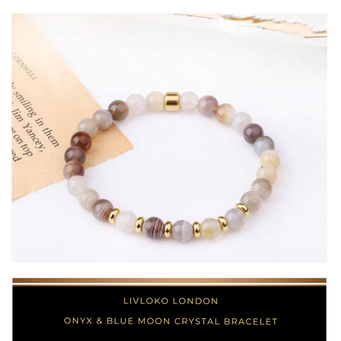 Onyx & Blue Moon Crystal Bracelet