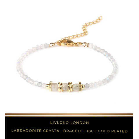 Labradorite Crystal Bracelet 18ct Gold Plated