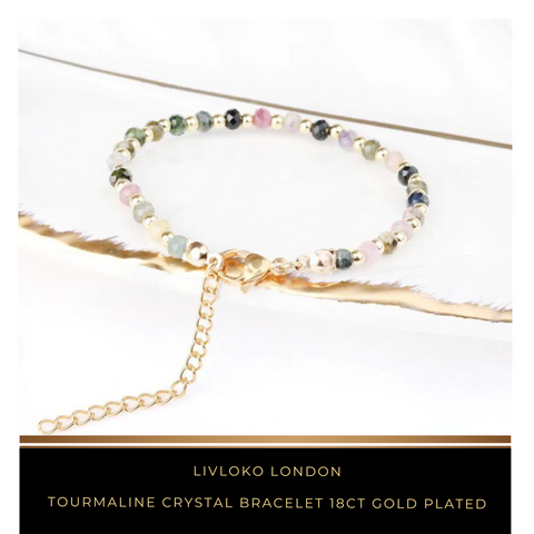 Tourmaline Crystal Bracelet 18ct Gold Plated
