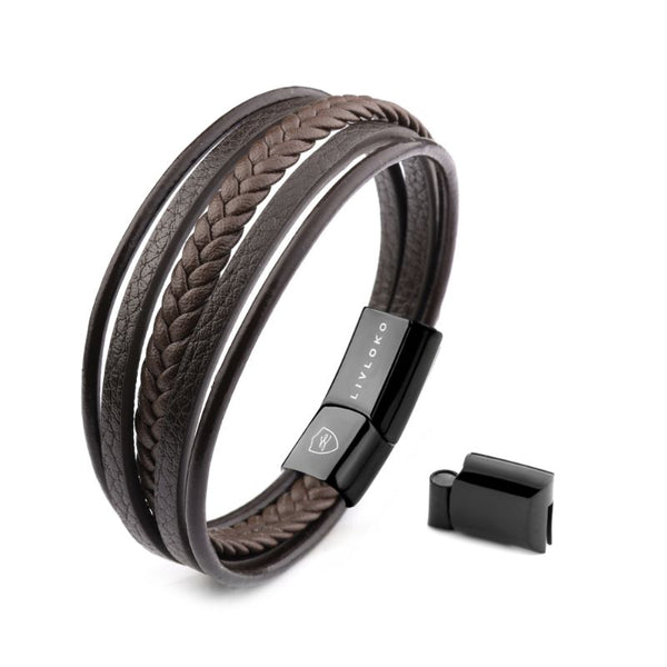 Toma Leather Braided Bracelet Multi-Layer Woven Men Bangle Holiday Hand  String Jewelry Craft Husbands Accessories Birthday Gifts - Walmart.com