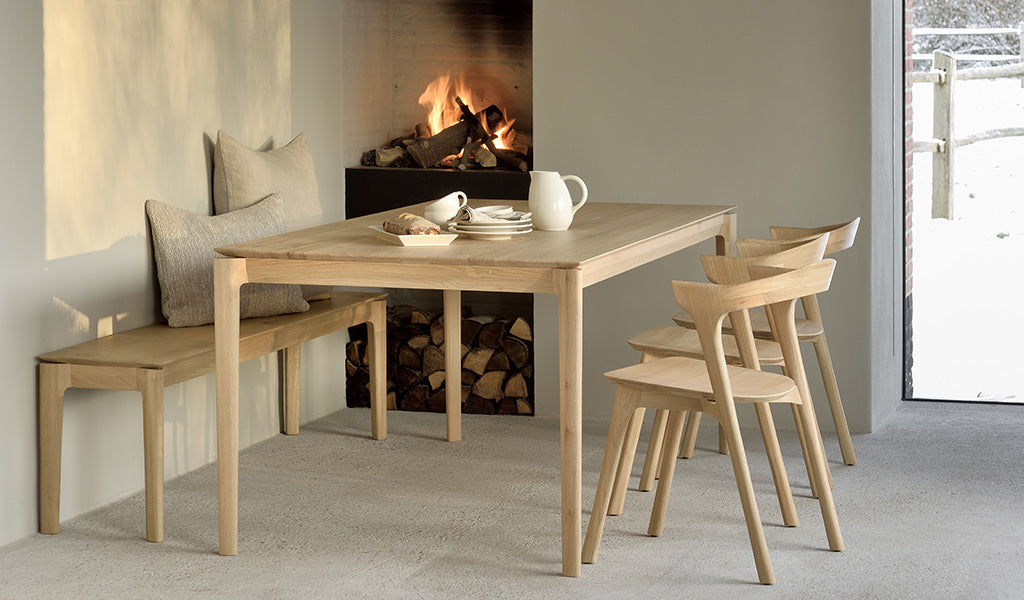Bok Table, Chairs and Bench in Solid Oak by Ethnicraft 