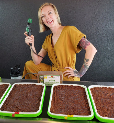 Mandi Watering the sprouting trays that have been seeded with microgreen seeds_edited