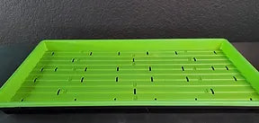 Slotted 1020 Microgreen Tray on top of a no holed 1020 Microgreen Tray