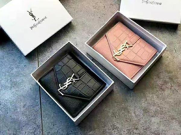 YSL Saint Laurent Paris Fashion Crocodile Embossed Purse Wallet