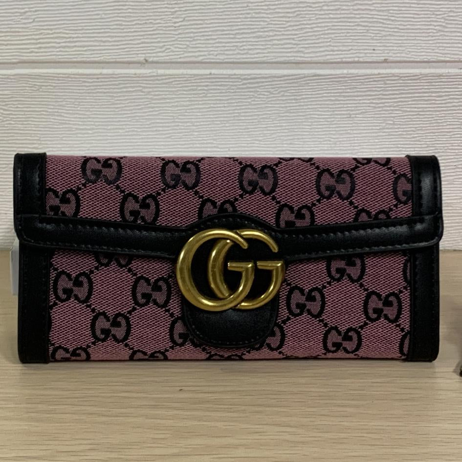 GG New Embroidered Letter Flap Wallet Long Clutch Bag