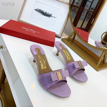 Ferragamo Women Fashion Leather Slipper Sandals Shoes 07154-28