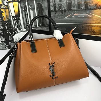 ysl women leather shoulder bag shopping satchel ysl tote bag han