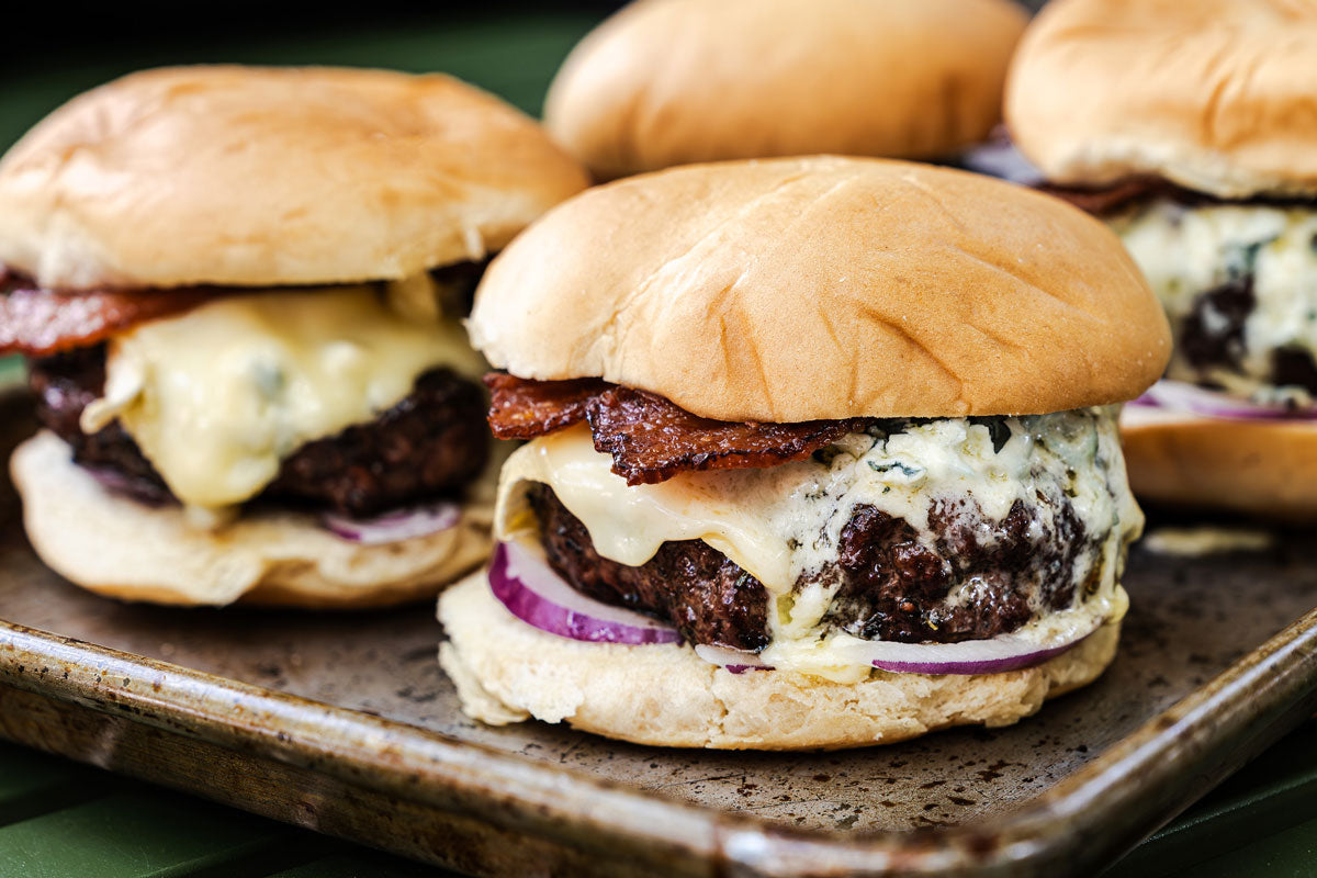 Black and Blue Bacon Burgers
