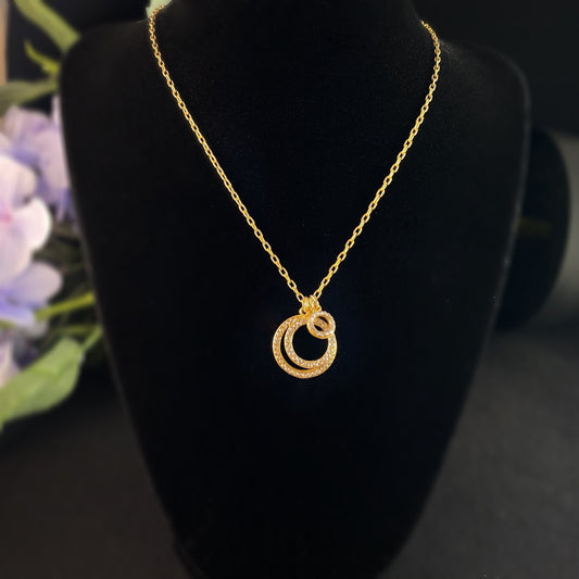 Catherine Popesco Gold Bee in Circle Crystal Pendant Necklace