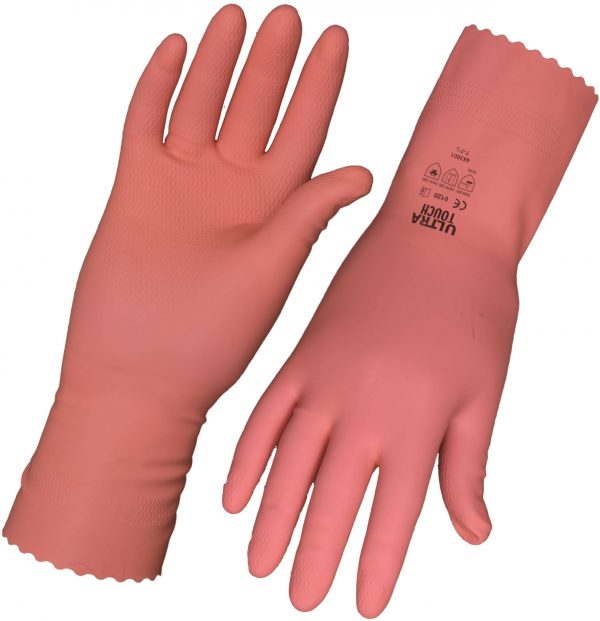 pink rubber gloves