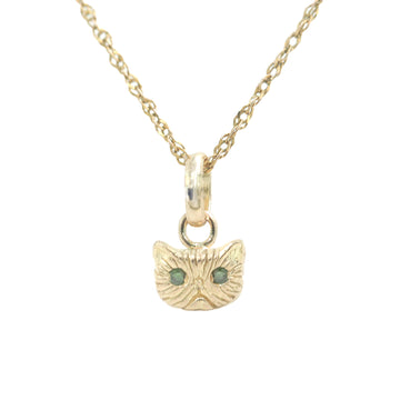 14k Yellow Gold Large Polished Cat Necklace - The Black Bow Jewelry Company