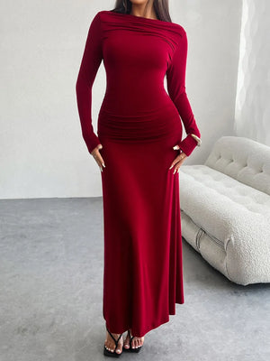 Devine Ruched Long Sleeve Maxi Dress - TruForever store