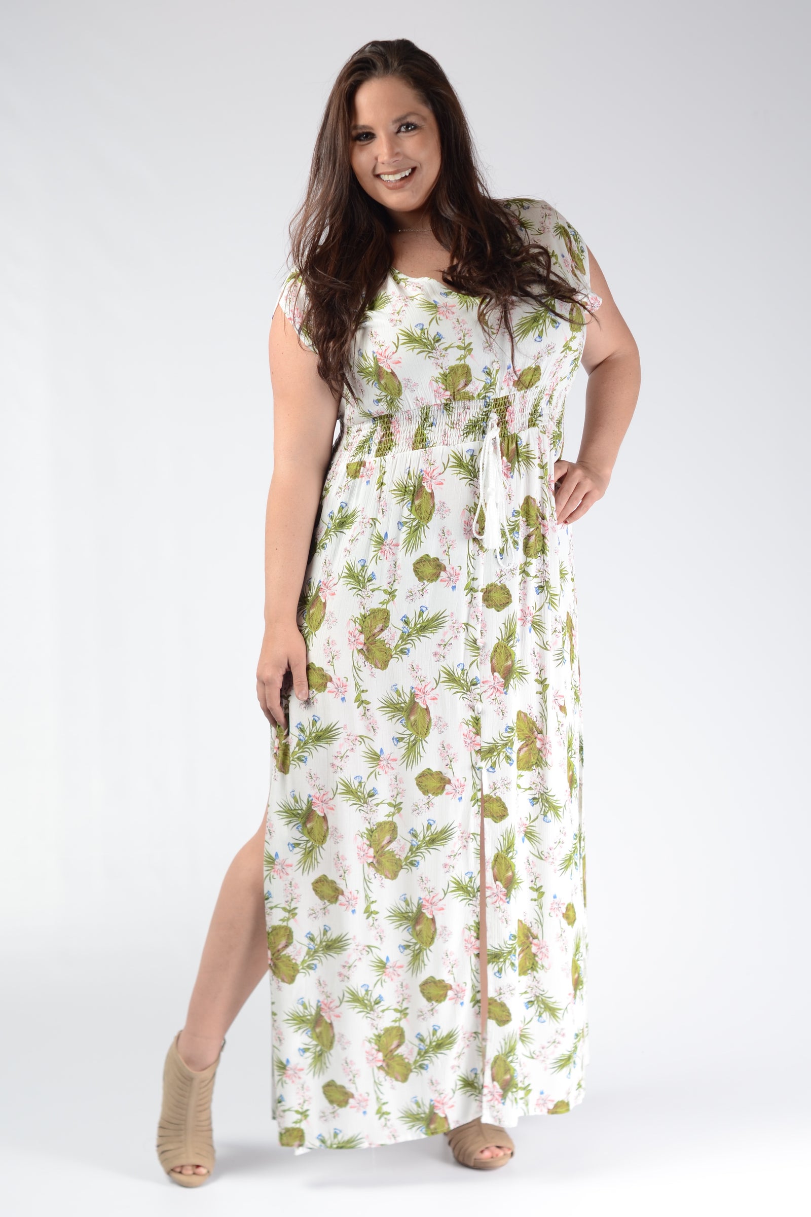 short sleeve button down maxi dress