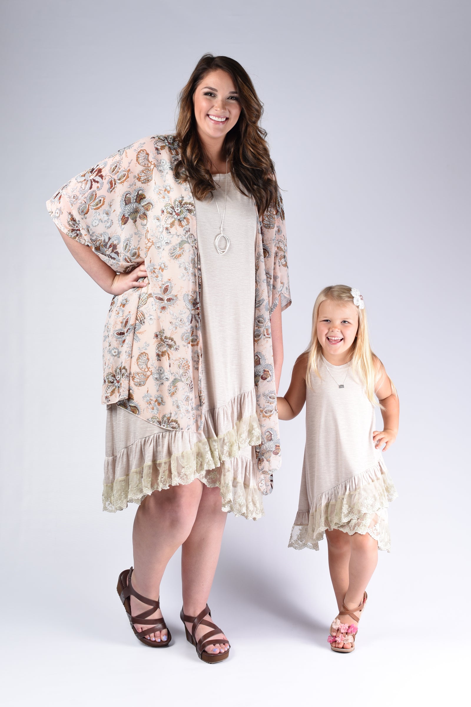 Light Taupe Ruffle Mommy \u0026 Me Outfit 
