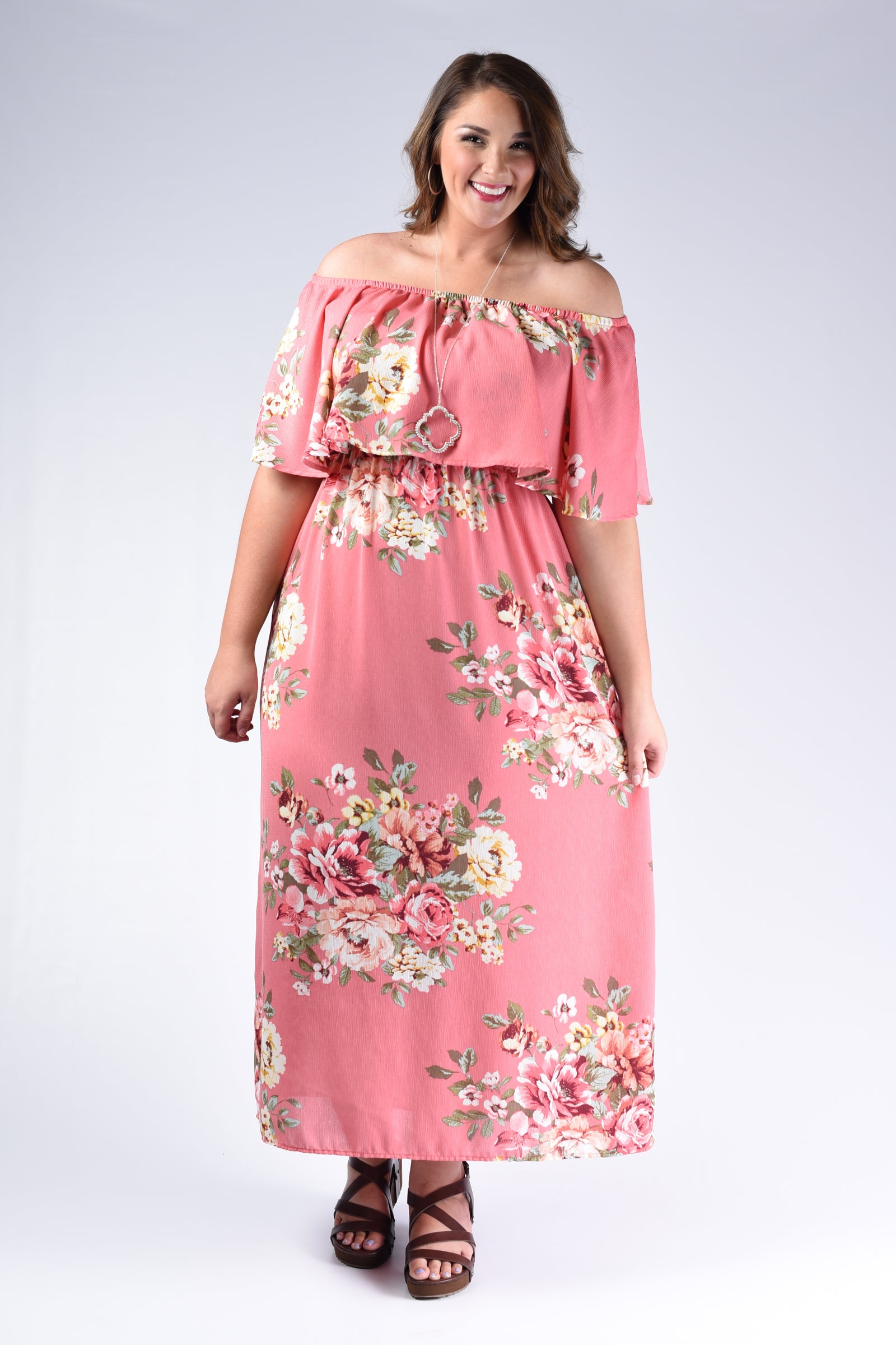 pink floral maxi dress plus size