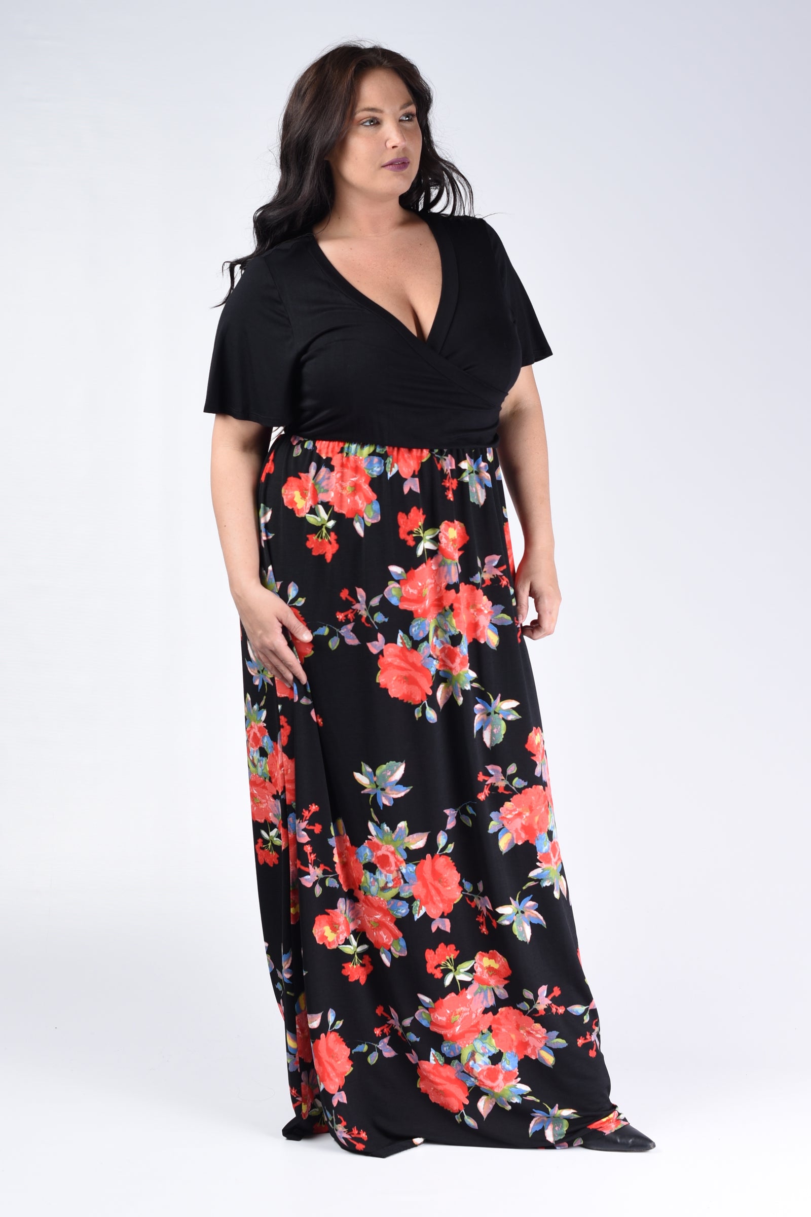 black and red maxi dress