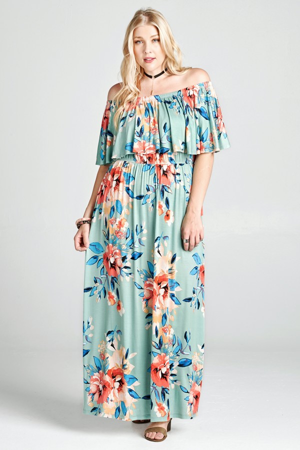 Sage Floral Maxi Dress – www.mycurvystore.com - Curvy Boutique