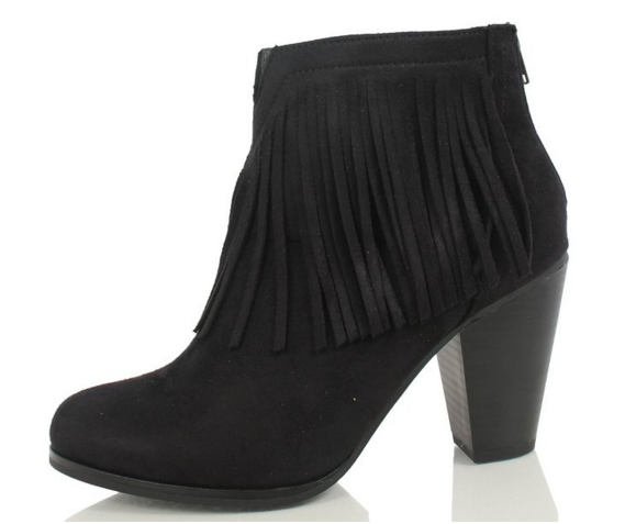 Black Fringe Booties – www.mycurvystore 