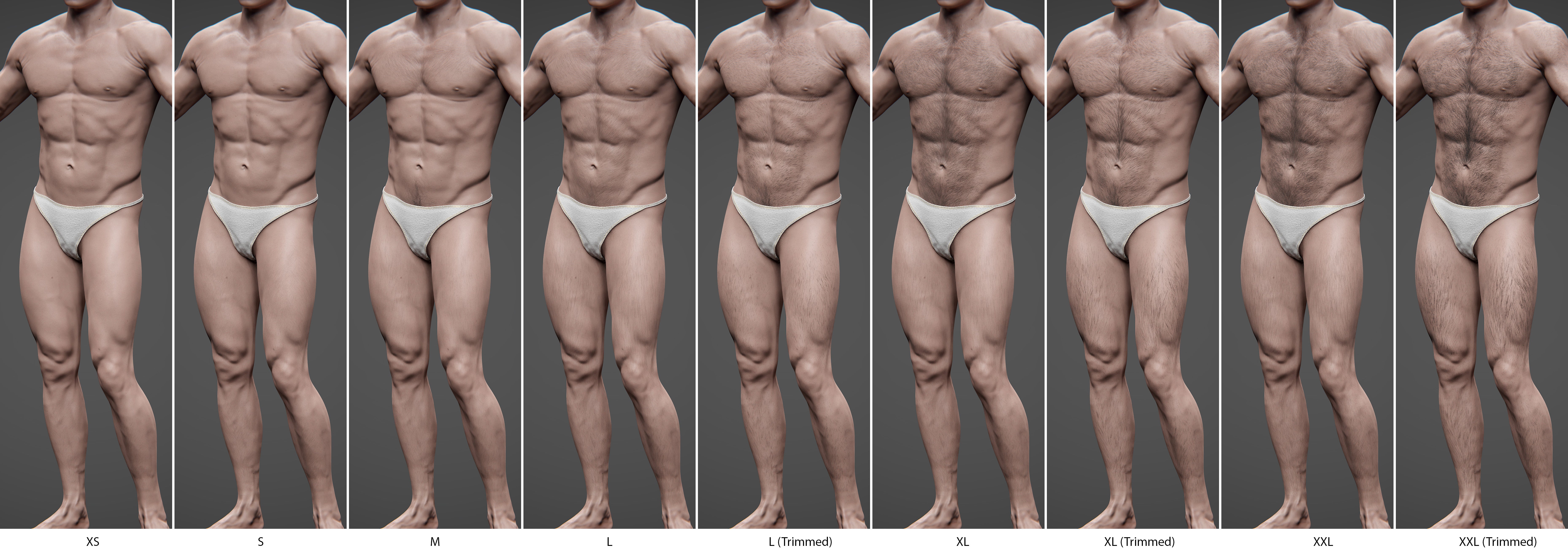 Transhuman4Blender all the texture based body hairs available