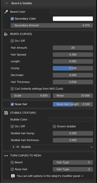 Transhuman4Blender beard and stubble panel