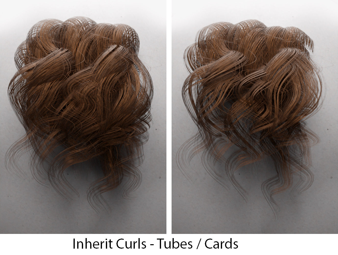 Transhuman4Blender inherit curls seen in card and tubes mesh hair