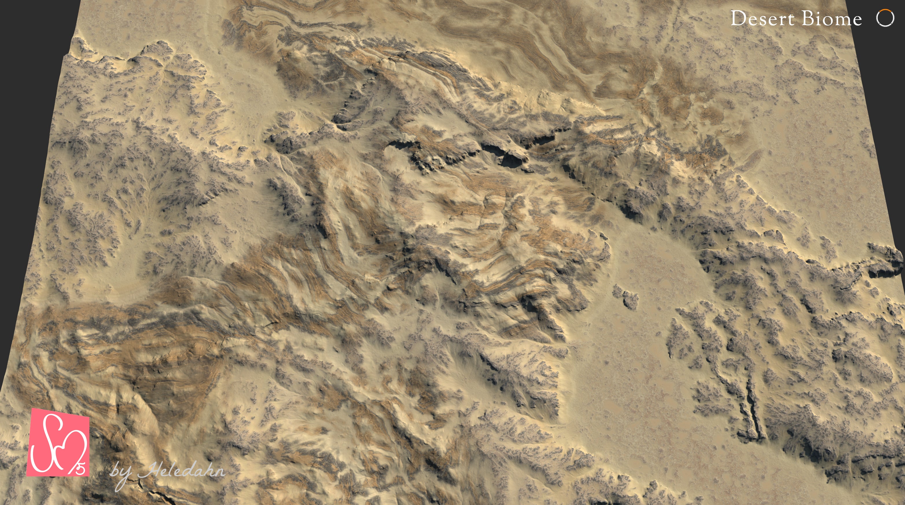 Gaea desert biome terrain 3D model by Heledahn