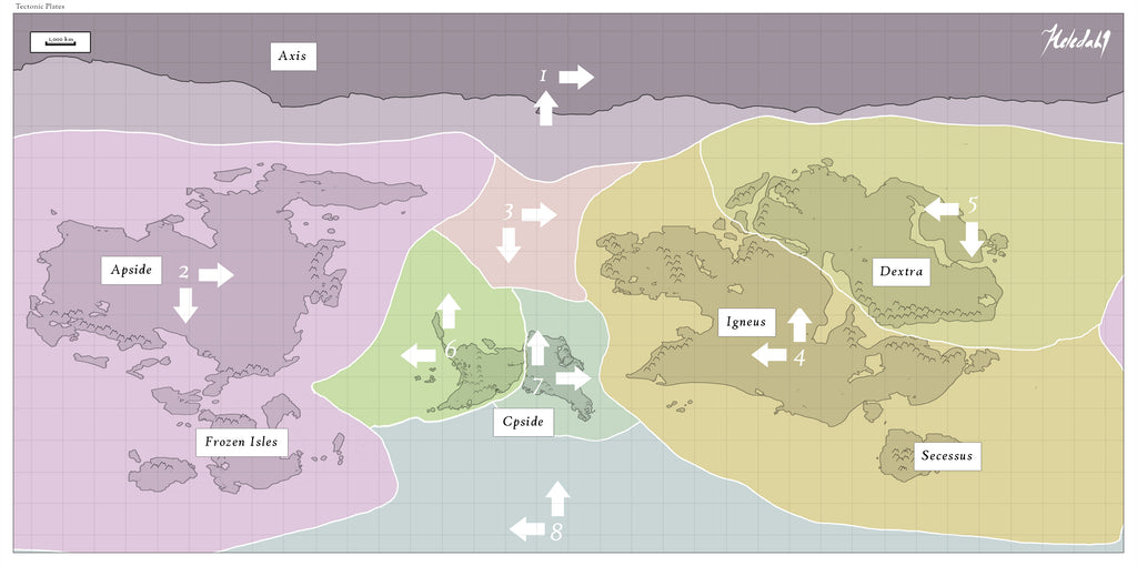 World map design, Tectonic Plates for Cpside, by Heledahn