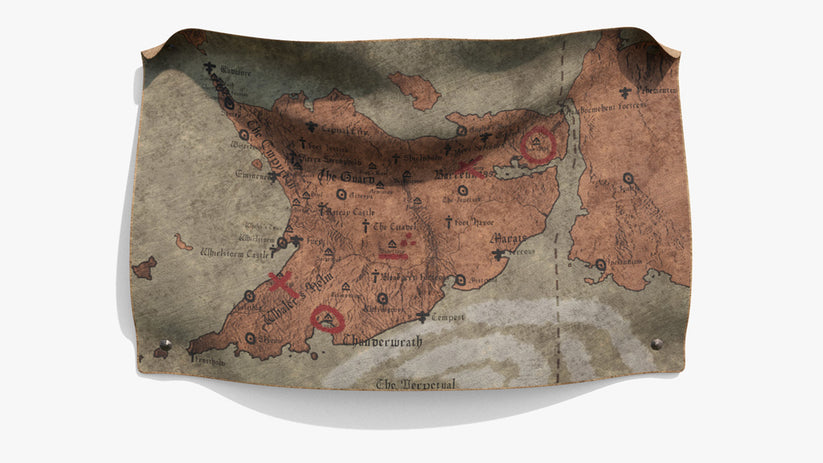 Medieval leather map on the wall 3D model