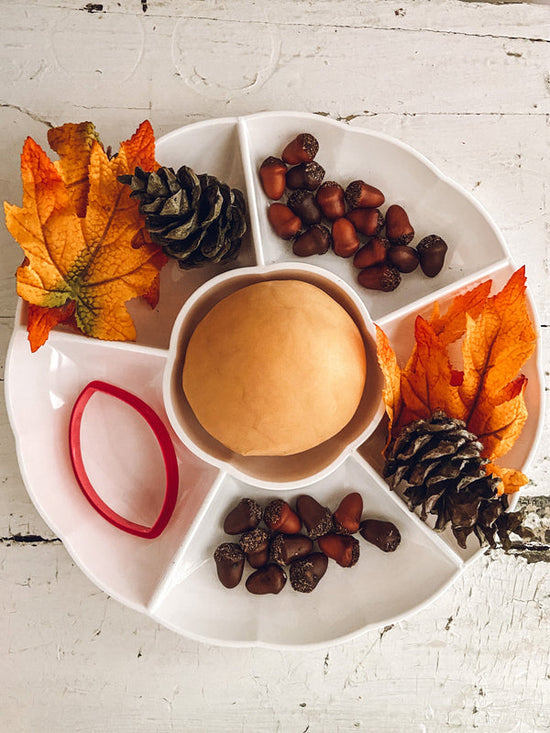 fall leaves play dough activity tray