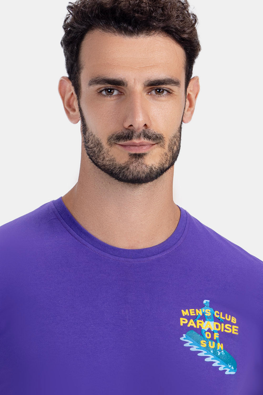 Purple Back Printed Crew Neck T-shirt