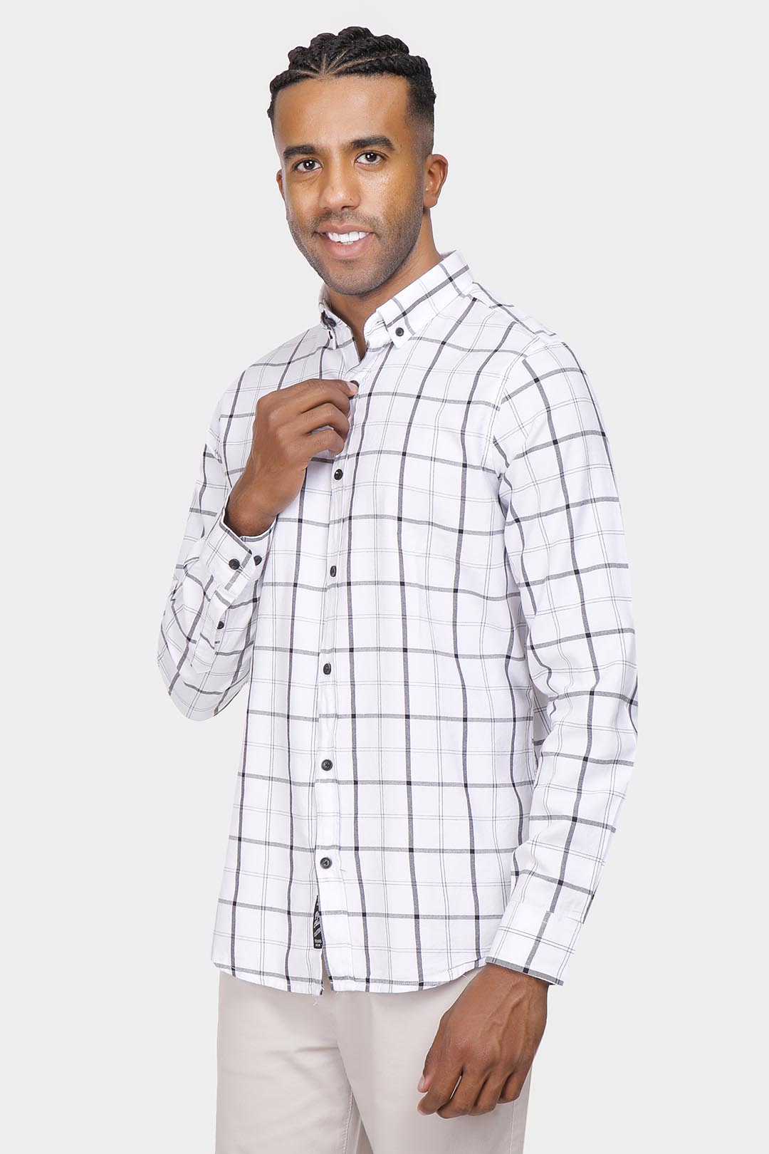 White Checked Slim Fit Shirt