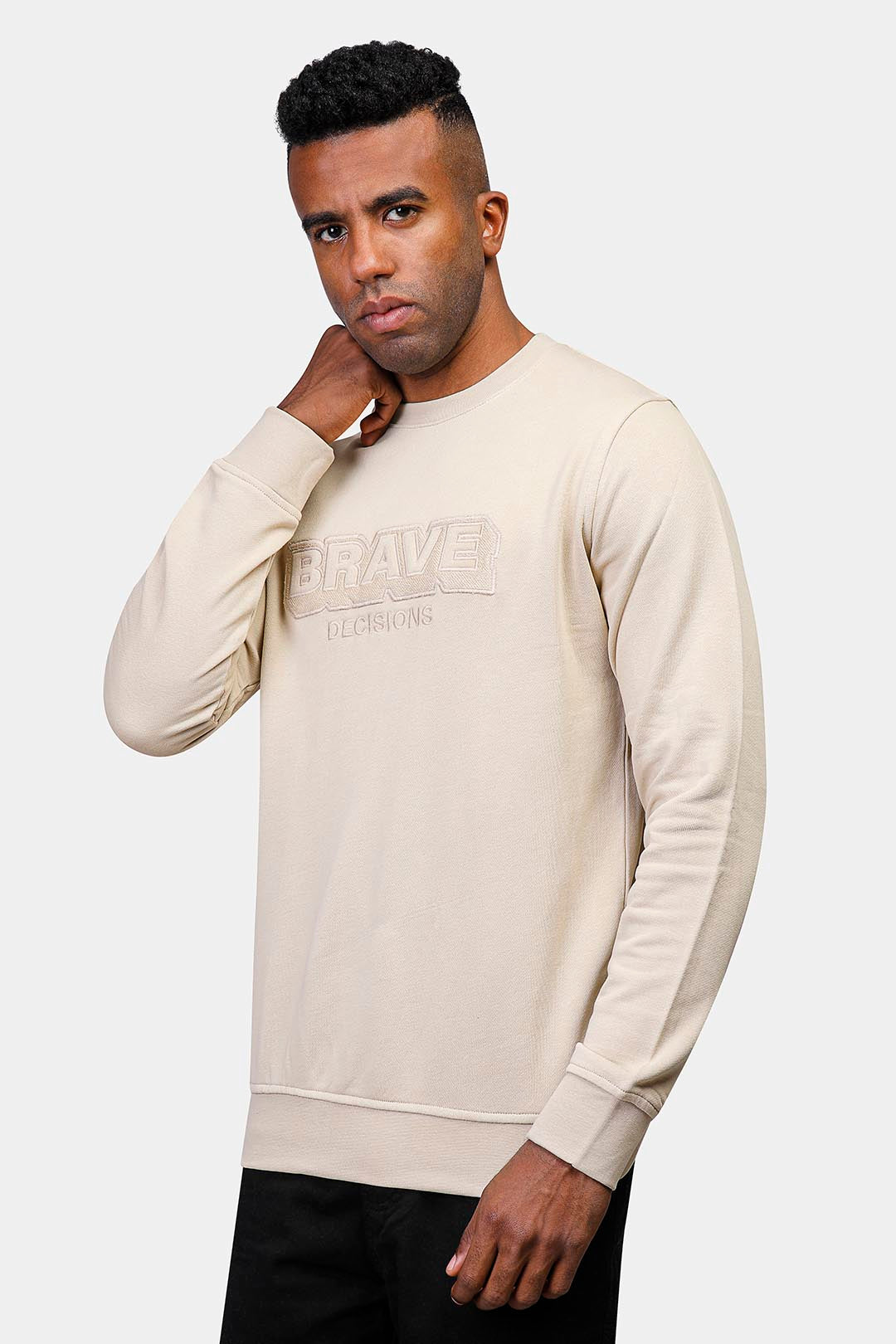 Beige Crew Neck Sweatshirt