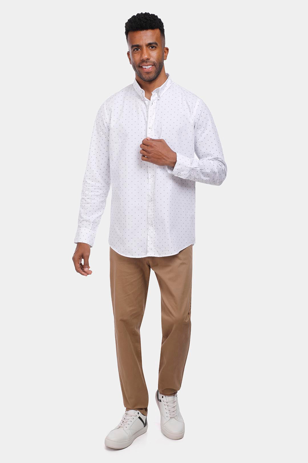 White Patterned Slim Fit Shirt