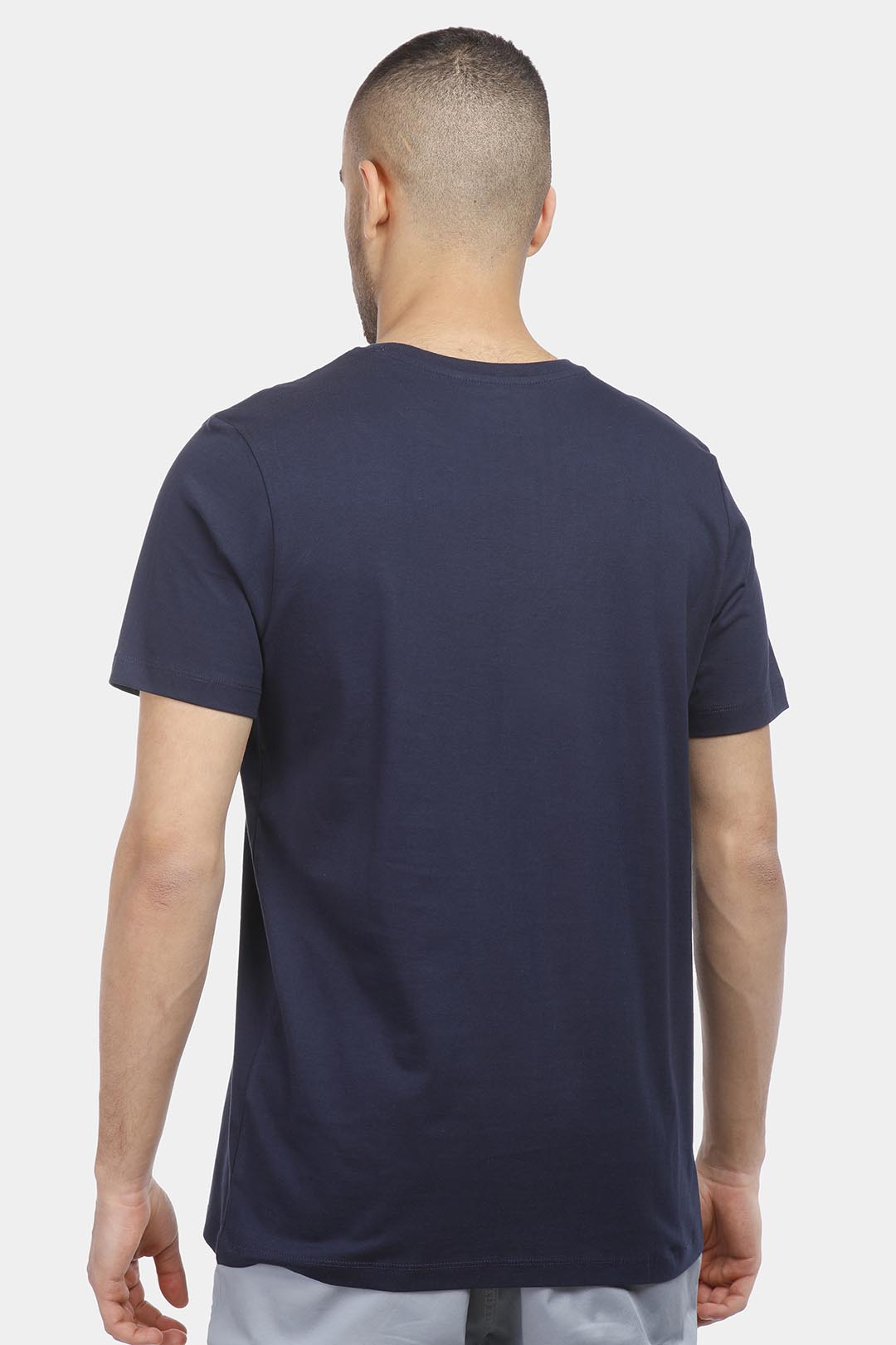 Navy Printed Crew Neck T-Shirt