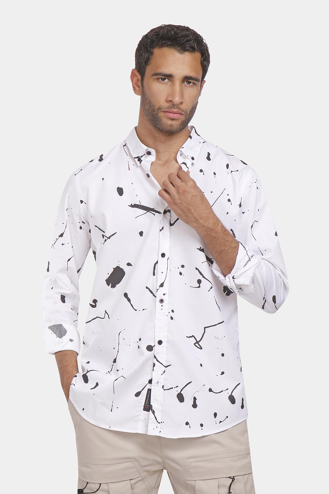 White Slim Fit Printed Shirt