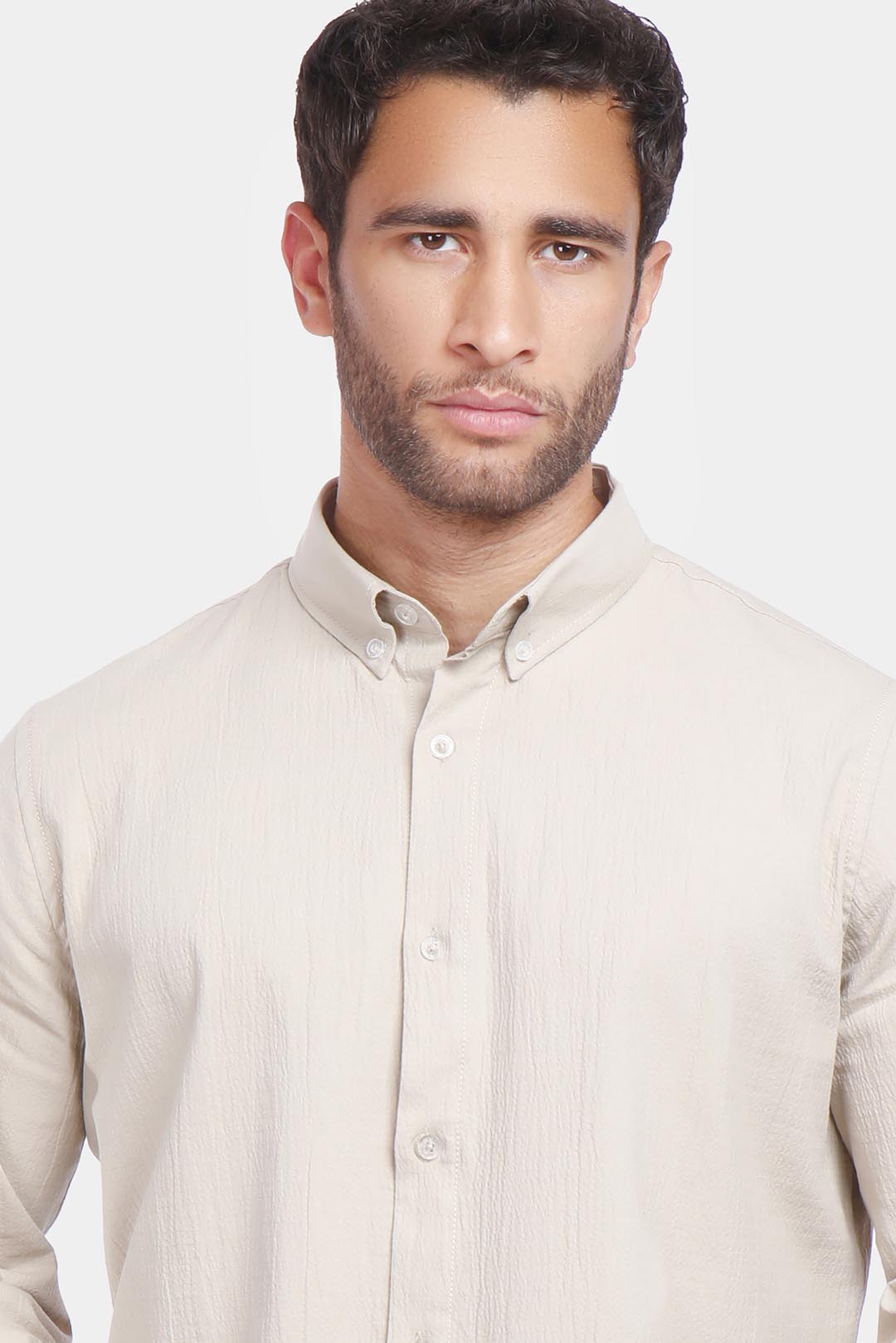 Beige Baisc Slim Fit Shirt