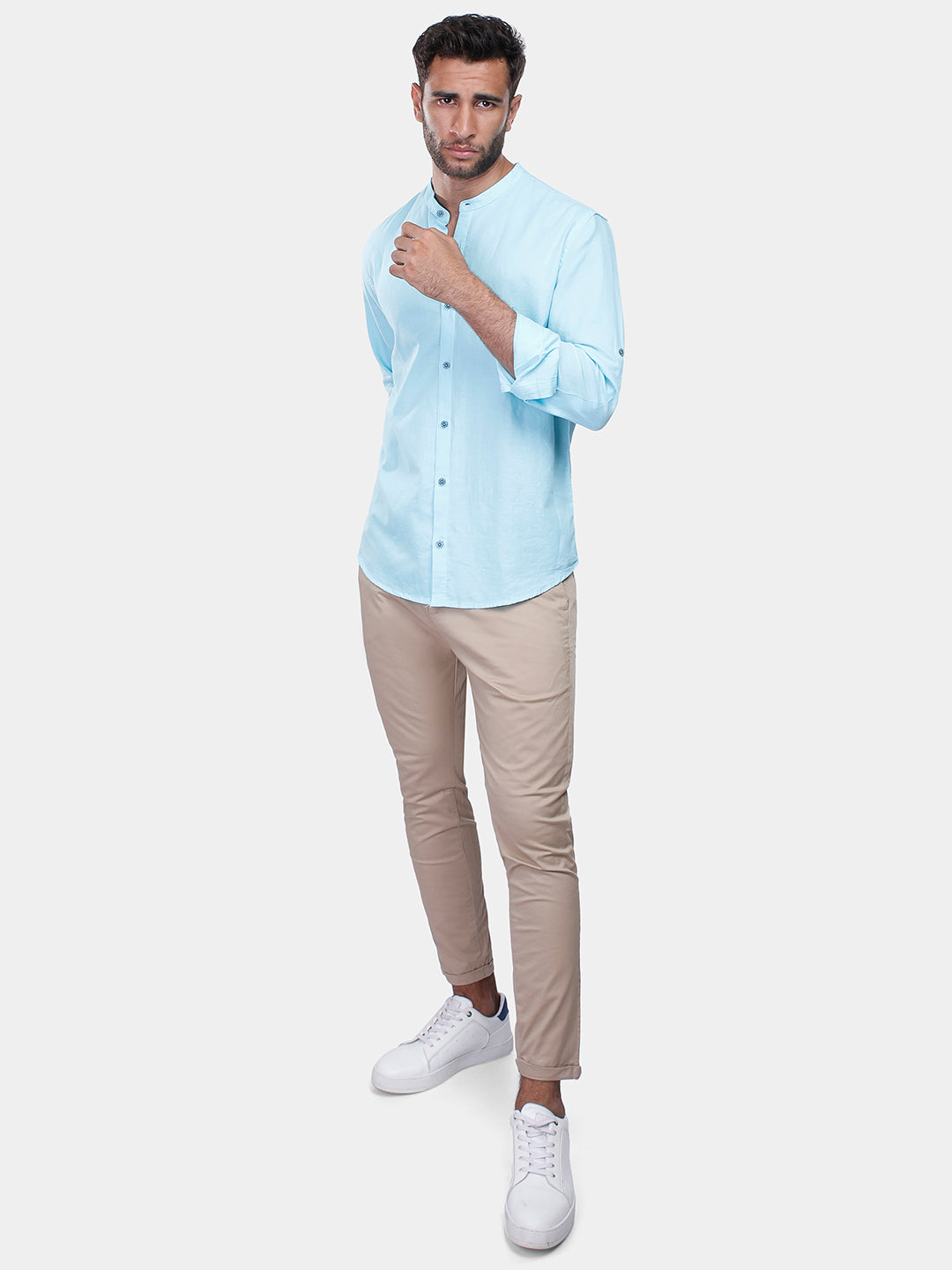 Turquois linen Slim Fit Shirt