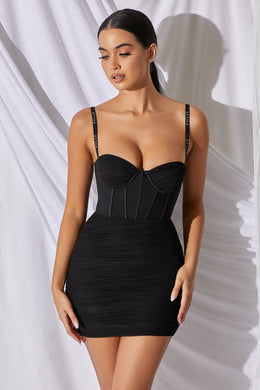 Black Lace Sheer Underwired Strap Bodycon Dress