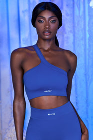 On The Rink One Shoulder Sports Bra in Blue
