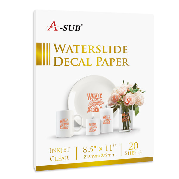 A-SUB 8.5x11 Laser Waterslide Decal Paper Clear 25 Sheets