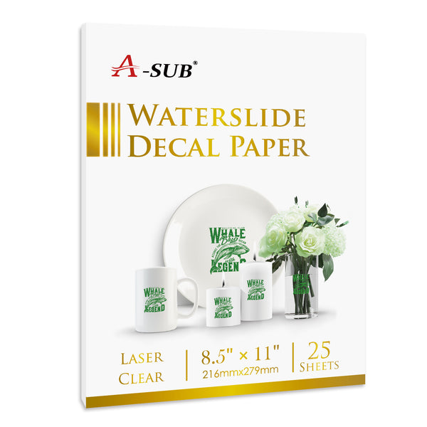 A-SUB Clear Waterslide Decal Paper Clear for Inkjet Printer 20 Sheets