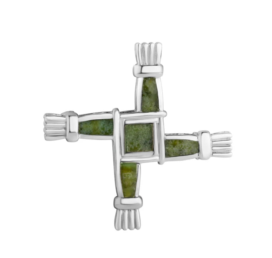 Connemara Marble St. Brigids Cross Brooch
