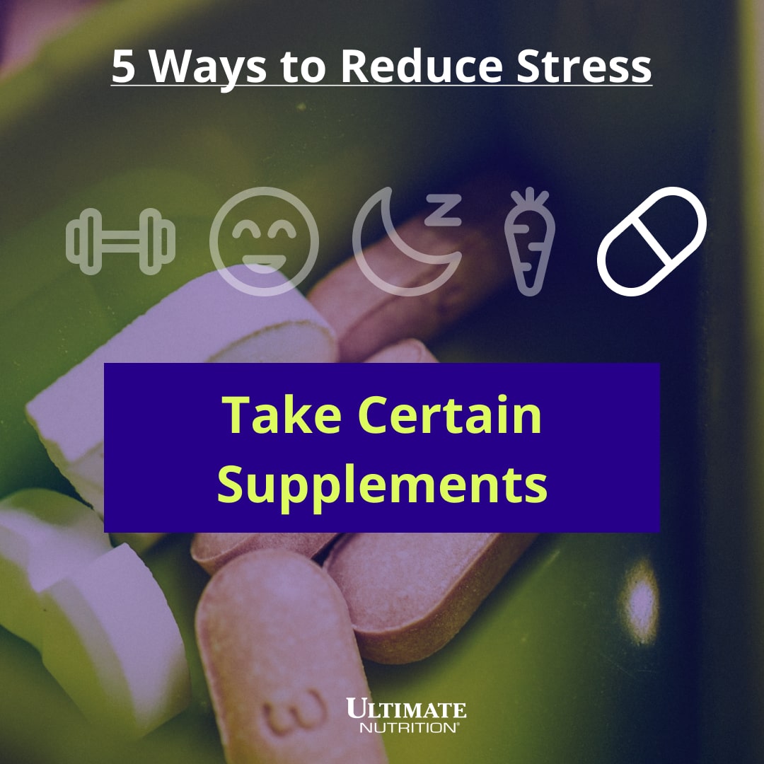 5 ways to reduce stress infographic by Ultimate Nutrition