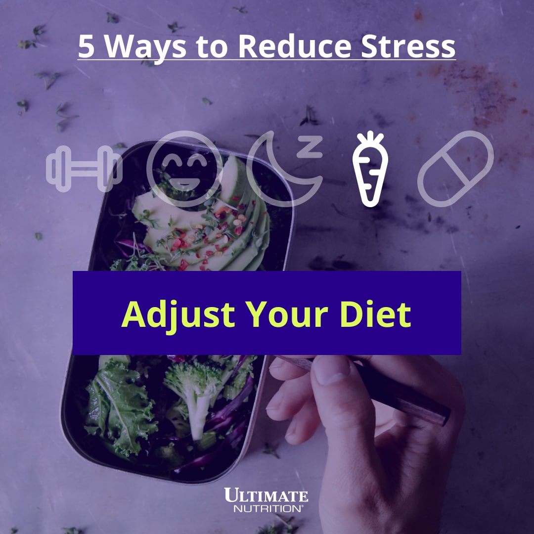 5 ways to reduce stress infographic by Ultimate Nutrition