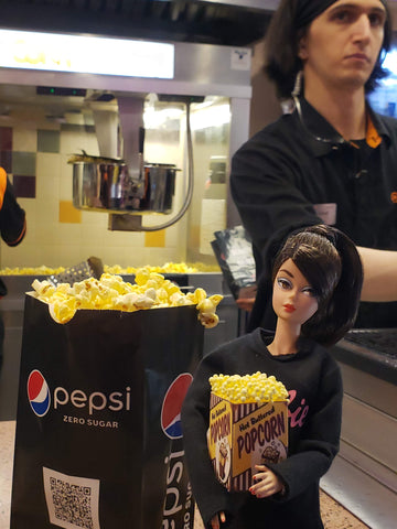barbie with popcorn