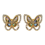Butterfly Abalone Shell Pierced Earrings (Goldtone)