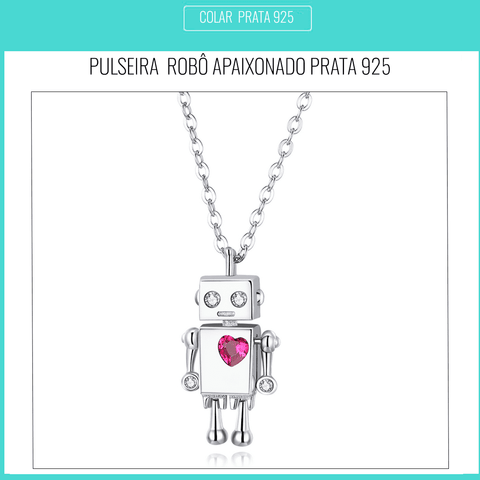 Colar Feminino de Prata com pingente de Robô